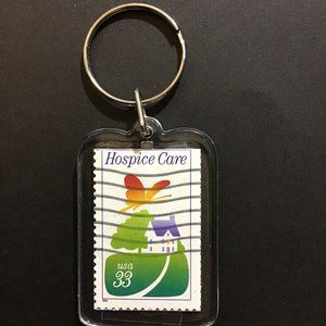 Hospice Care Keychain Recycled Postage Stamp USA #K386